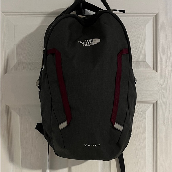The North Face Vault Dark Grey and Red Backpack - Picture 1 of 6